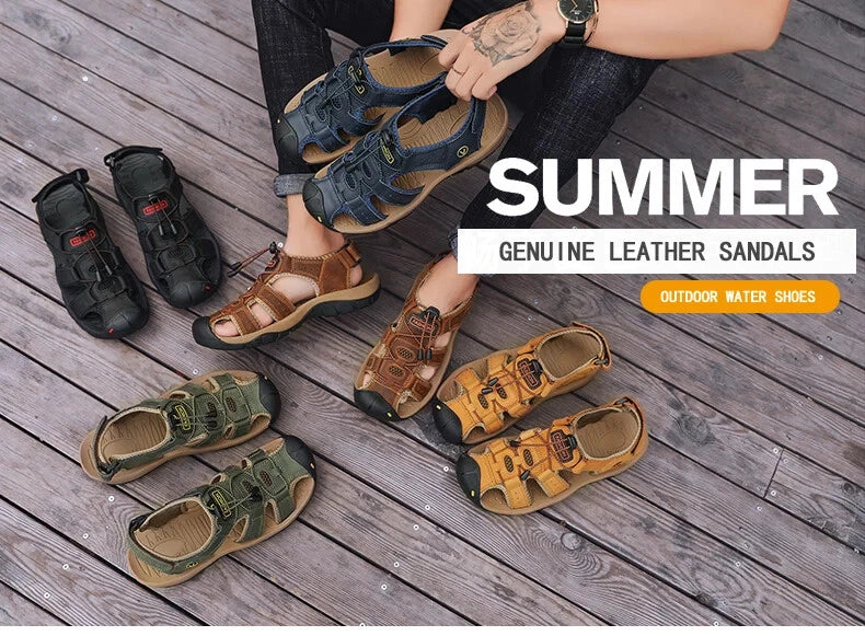 Sandals for Men Summer Outdoor Beach Shoes Casual Womens Leather Sneakers